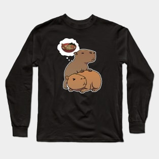 Capybara thinking about Ramen Long Sleeve T-Shirt